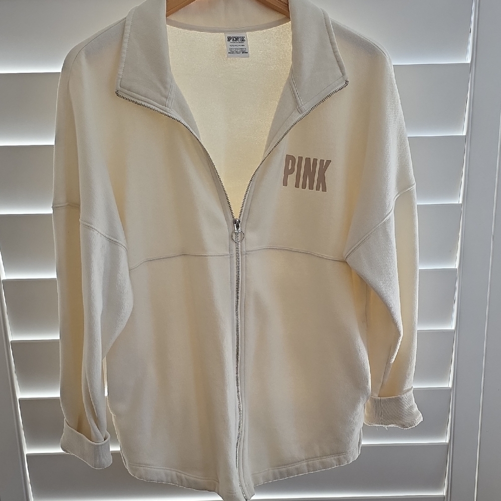 PINK Victoria's Secret Women's Off-White Bomber Jacket